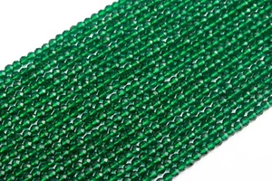 3MM Forest Green Quartz Beads Faceted Round Loose Beads 14.5" - Picture 1 of 4