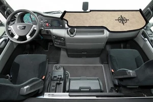Estante de mesa de camión con escote beige cuero sintético liso adecuado para MAN TGX XXL - Imagen 1 de 3