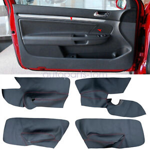 4Pcs For 2005-2010 VW Jetta Golf MK5 Door Panels Armrest Cover Leather Black