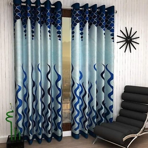 Neue 2 Teile Ösen Fenster Vorhang Set 5 Fuß Blau - Bild 1 von 2