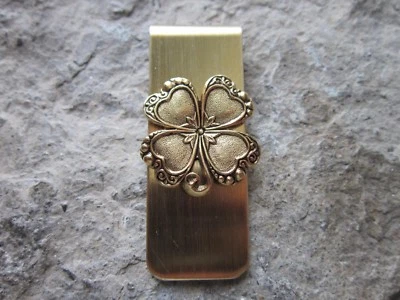 GOLD IRISH SHAMROCK GOLD PLATED BRASS MONEY CLIP - FATHER'S DAY - CLADDAGH - Image 1 of 2