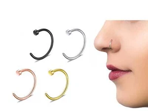 Anillos de aro para nariz de titanio en forma de C, joyería para fosas nasales, anillo para labios - Imagen 1 de 10