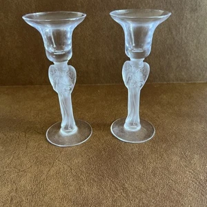 De colección 2 candelabros Schmid ÁNGELES Esmerilados Transparente y CRISTAL Candelabros FRANCIA - Imagen 1 de 8