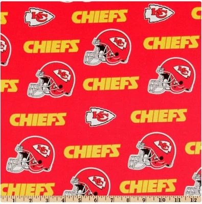 16"L x 60"W NFL Team Kansas City Chiefs Red Yellow Cotton Fabric 6315-D - Image 1 of 2
