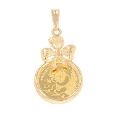 1,25» 1991 панда монета бант лента подвеска без цепи 14k желтое золото 3,75 грамма - Изображение 1 из 4