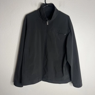 Chaqueta para Hombres JOHNSTON & MURPHY Talla Grande Negra Bolsillos con Cremallera Completa Ligera Usada en Excelente Condición Foto 1 de 4