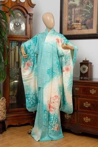 QUERIDO KIMONO DE SEDA FURISODE JAPONÉS VAINILLA PARA MUJER AUTÉNTICO HECHO EN JAPÓN VINTAGE - Imagen 1 de 10