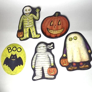 Susan Winget Halloween Die Cut Set 5: JOL Mummy Bat Ghost Skeleton 5.5” - 7” - Picture 1 of 7