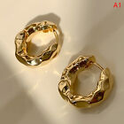 Vintage Cold Color Thick Metal Exaggeration Hoops Earrings Irregular Wave Ap