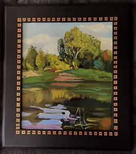 Signed Framed Original Impressionist Oil Painting - Early Morning Lakeside - Picture 1 of 8