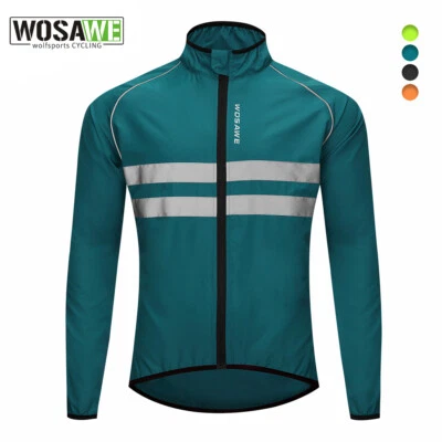 WOSAWE High Visibility Cycling Jacket Reflective Windbreaker Waterproof MTB Coat - Image 1 of 4