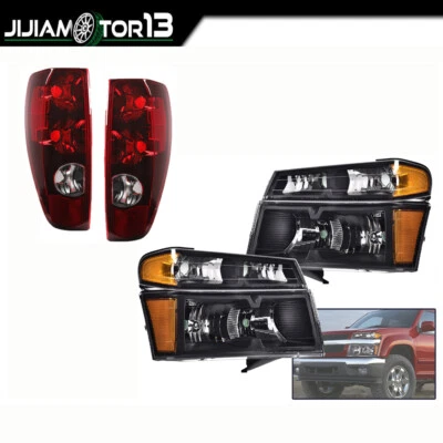 Faros y luces traseras de carcasa negros aptos para Chevy Colorado GMC Canyon 2004-12 Foto 1 de 4
