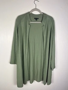Eileen Fisher Open Front Ribbed Cardigan Sage Green Size Large - Picture 1 of 6