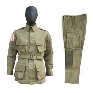 WWII US Army Paratrooper Airborne Field M42 Uniform Jacket Pants Mens Cosplay - Picture 1 of 11