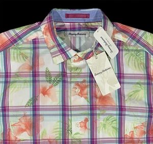 Camisa Para Hombre TOMMY BAHAMA Colores Pasteles Floral A Cuadros Algodón Seda XL NUEVA CON ETIQUETAS $155+ - Imagen 1 de 4