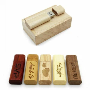 Wooden USB 2.0 Flash Pen Drive Free Engrave Custom Wedding Day Storage Pendrive - Picture 1 of 12