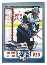 Madison Capitols (USHL) Garrett Metcalf (goalie) promotional card
