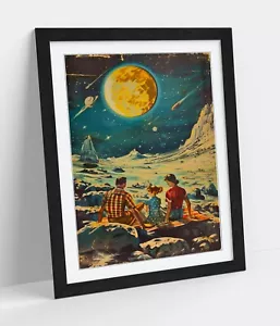 VINTAGE RETROFUTURE FAMILY POSTCARD -FRAMED ART PICTURE PAPER PRINT - Picture 1 of 10
