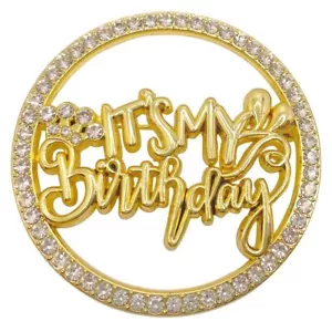 Birthday Brooch Pin It's My Birthday Pin for Women Metal Pin Rhinestone Queen Cr - Picture 1 of 6