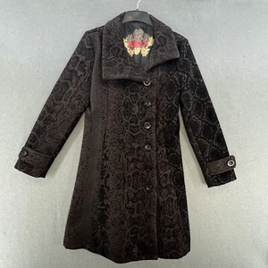 DESIGUAL Coat UK 12 Womens Dark Brown Textured Winter Autumn Smart Party EUR 40 - Picture 1 of 14