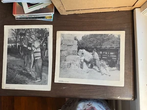 2 Vintage black and white farm prints Probably schoolroom, Mike and Jean, - Picture 1 of 5