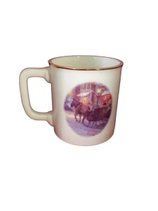Thomas Kinkade  Village Christmas 14 Oz Coffee/Tea Cup/Mug Horse & Sleigh  - Picture 1 of 2