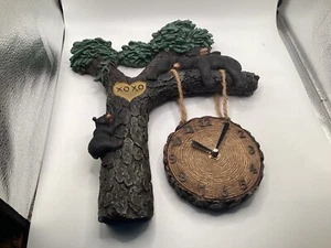 Rare Snoozing Bears Hanging Clock Vintage - Picture 1 of 7