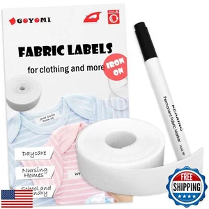 Writable Iron on Clothing Labels, 0.6 inch x 9.84 Ft., Fabric Labels Name Tag - Picture 1 of 5