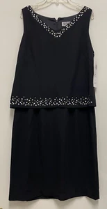 NWT BOB MACKIE Dress - Black Polyester Sleeveless, Embellished, Knee Length Sz 8 - Picture 1 of 7