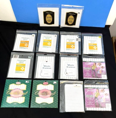 Lote de 14 Pacotes~Lona/Tecido Vintage~Zweigart-Charles Craft-MCG~NOS - Imagem 1 de 4