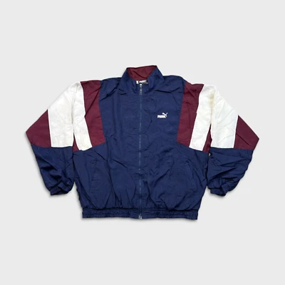 Vintage Puma Jacket Mens Large Blue Full Zip Spell Out Bomber 90s Windbreaker - Image 1 of 4