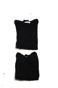 Wildfox Monrow Womens Scoop Neck Sweater Ribbed Shirt Black Medium Large Lot 2