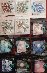 FACE MASK AIR FILTER VALVE WASHABLE REUSABLE BLACK , MULTI COLOR , KIDS - Picture 1 of 7