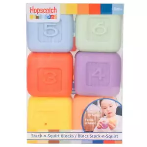 Hopscotch Lane Stack-n-Squirt Blocks - 6 Pack Soft Plastic Bath Squirters Baby - Picture 1 of 4