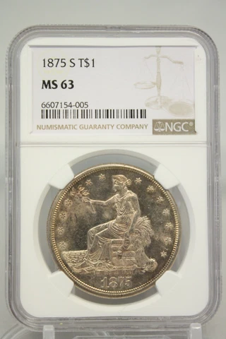 1875-S $1 Silver Trade Dollar NGC MS 63 #4005 Cover