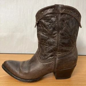 Old Gringo Yippee Ki Yay Women's 8 Brown Leather Studded 9" Pull On Cowboy Boots - Picture 1 of 13
