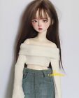 1/4MSD BJD Doll Clothes Folding Off Shoulder Sweater Crop Top White Black Gray