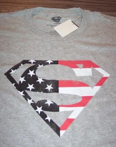 SUPERMAN Dc Comics AMERICAN FLAG Logo T-Shirt MENS 2XL XXL NEW w/ tag - Picture 1 of 3