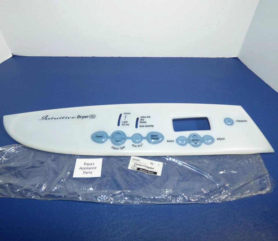 NUEVO GENUINO OEM FISHER & PAYKEL 395639, 426785 PANEL DE CONTROL DE SECADORA CUBIERTA FASCIA Foto 1 de 1