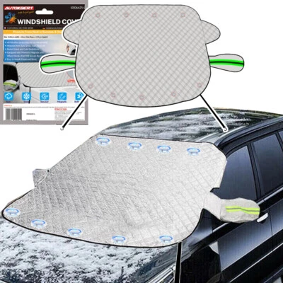 Car Anti Theft Magnetic Windscreen Cover Sun Shade Snow Ice Screen Mirror Shield - Image 1 of 4