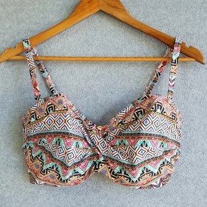Panache Swim Bikini Top Sz 8G Colourful Eclectic Boho Underwire Twist Front - Picture 1 of 7