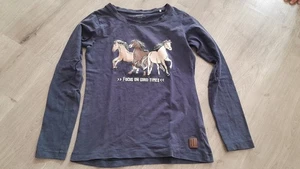 Mädchen Langarmshirt Blau Pferdemotiv YIGGA 134/140 - Bild 1 von 2