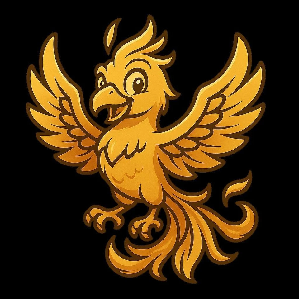 Fenice in oro cartone animato adesivo per auto 9 x 9 cm adesivo decorazione l... - Immagine 1 di 4