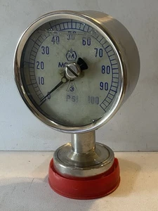 Manómetro sanitario lleno de aceite de acero inoxidable Tri abrazadera (0-100) psi - Imagen 1 de 5
