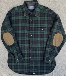 Vintage Pendleton Board Shirt Blackwatch Blue Green Plaid Size L Long Sleeve - Picture 1 of 10