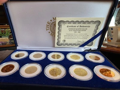 10 Statehood Quarter Dollars 24 KT. gold Plated Edition 1999 - 2000 - Image 1 of 3