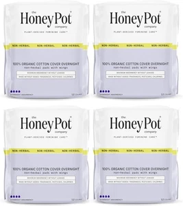 The Honey Pot Company Non-Herbal Overnight Pads Baumwollbezug Naturhygiene Set - Bild 1 von 4