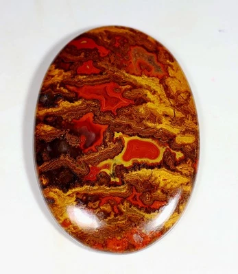 102 Ct 6X33X48 mm Diseñador Natural Costura Roja Ágata Ovalado Cabujón Piedra Preciosa HX 06 Foto 1 de 4