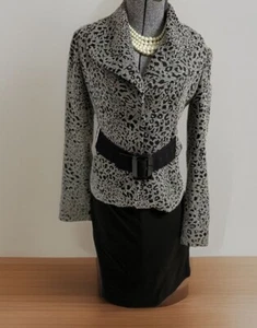 Calvin Klein Skirt Suit Size 2 Two Piece Set Bonus Belt Pockets Animal Print - Picture 1 of 22