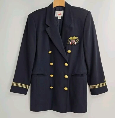 Blazer MONDI Vintage Feminino Tamanho EUA 10 Jaqueta Lã Marinha Botão Dourado Alemanha 38 - Imagem 1 de 4